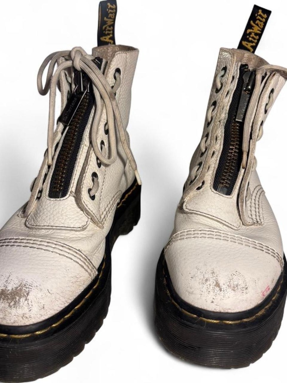 Doc Martins ~ White Sinclair Leather Platform Boots - Picture 4 of 6